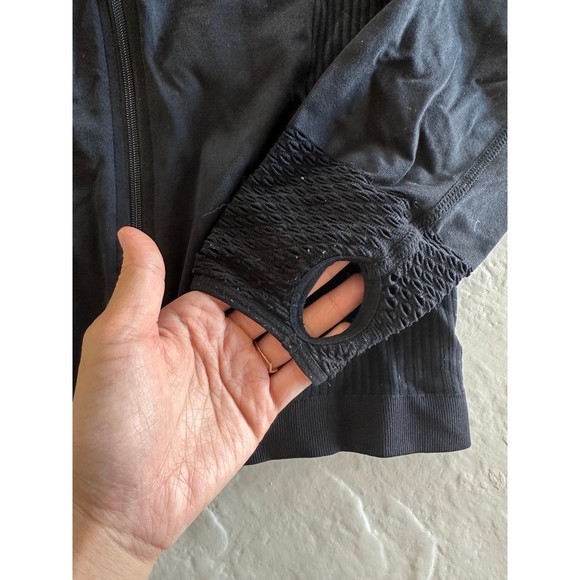 Fabletics Black Tech Mesh Full Zip Hooded Athletic Jacket - Picture 2 of 11